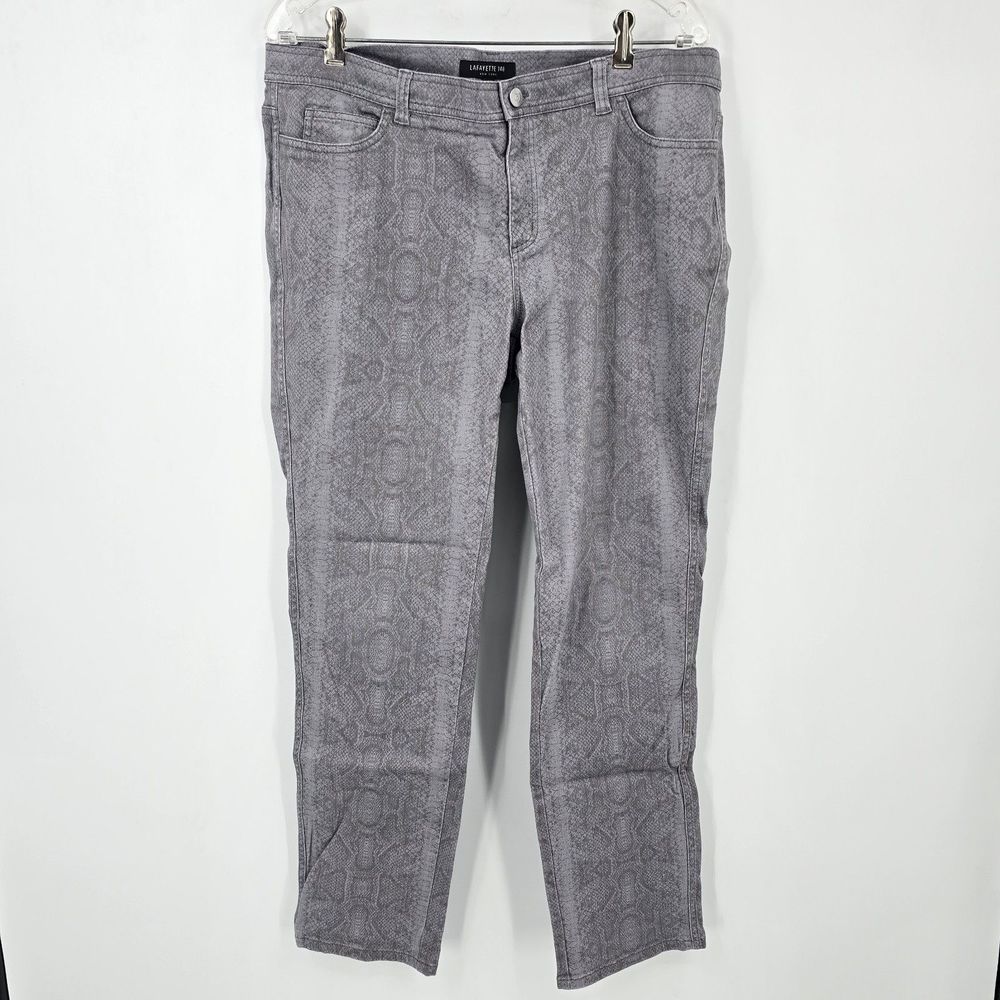 LAFAYETTE  148 New York Womens Stanton Snake Print Crop Pants Grey 14 Mid Rise